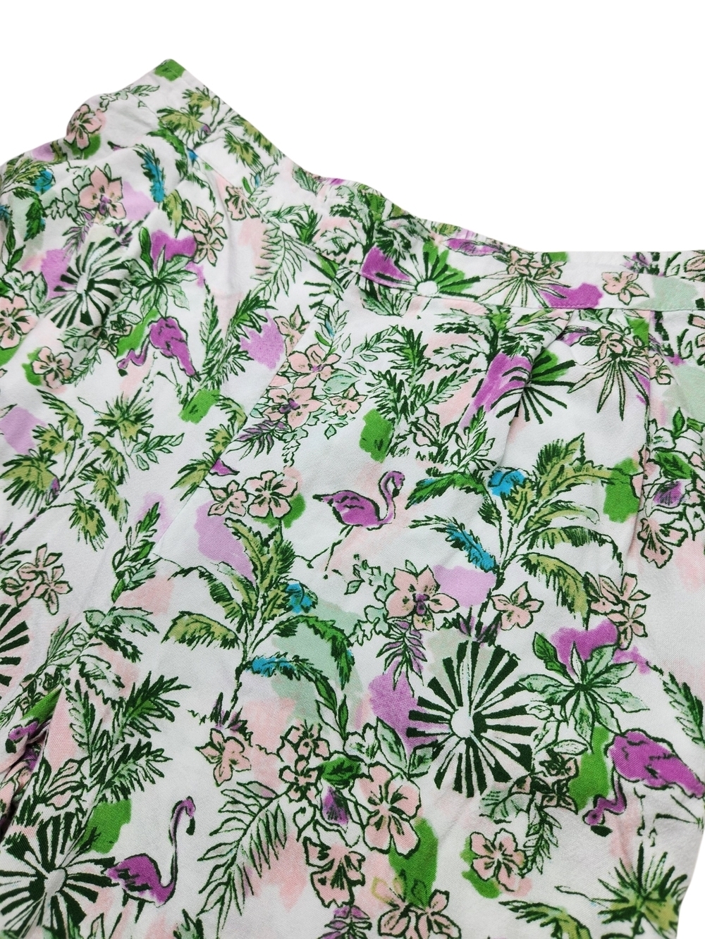 Stella Parker Tropical Flamingo Floral Wide-Leg Flowy Crop Pants Small Resort - Picture 5 of 16